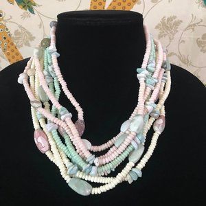 3 Necklace Lot Dyed Bone Agate Stone Boho Bohemian Multi Strand Necklaces India
